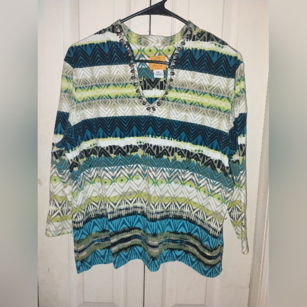 Ruby Rd. Multicolor Geometric Blouse